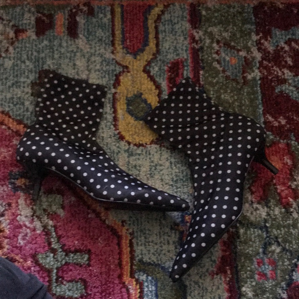 Zara kitten heel sock boots in polka dot